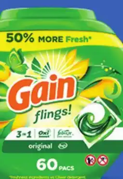 Ocean State Job Lot Gain Flings! 60 Pacs OR choose the Gain Original 154 oz offer