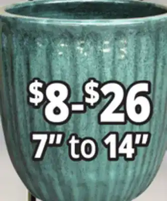 Ocean State Job Lot 7to 14 Outdoor Glazed Ceramic Planters offer