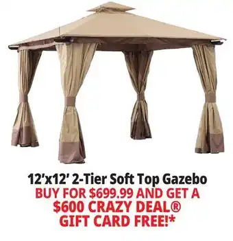 Ocean State Job Lot Sunjoy Aluminum Frame 2-Tier Steel Soft Top Gazebo 12' x 12' Beige/Brown offer