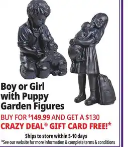 Ocean State Job Lot 34 Boy with Puppy Garden Statue offer