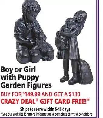 Ocean State Job Lot 34 Boy with Puppy Garden Statue offer