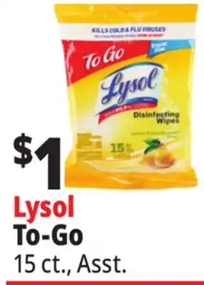 Ocean State Job Lot Lysol Disinfecting Wipes To-Go 15 Count offer