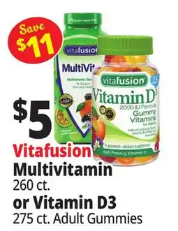 Ocean State Job Lot Vitafusion Multivitamin 260 ct. or Vitamin D3 275 ct. Adult Gummies offer