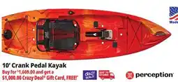 Ocean State Job Lot Perception Crank 10.0 Recreational Pedal Kayak Sunset offer