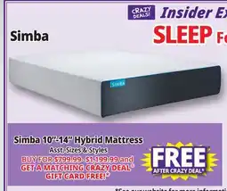 Ocean State Job Lot Simba Mattresses offer