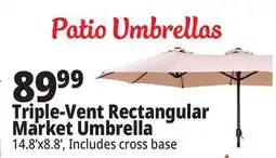 Ocean State Job Lot Outdoor Living Accents Triple-Vented Rectangular Market Umbrella offer