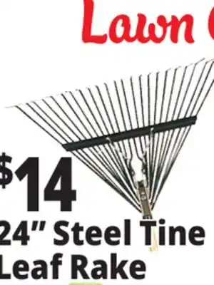 Ocean State Job Lot 24 Steel Tine Leaf Rake with Foam Grip Handle offer