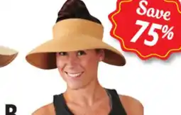 Ocean State Job Lot Wide Brim Roll-Up Straw Sun Visor offer