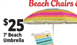 Ocean State Job Lot 7' Fiberglass Tilting Beach Umbrella offer
