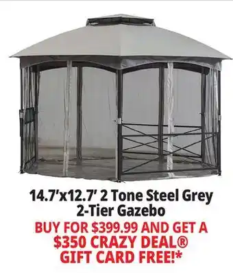 Ocean State Job Lot Sunjoy 2-Tone Steel Gazebo with 2-Tier Dome Roof 14.7' x 12.7' Gray offer