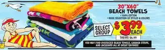 Ollie's 30 X60 BEACH TOWELS offer