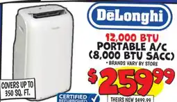 Ollie's DeLonghi PORTABLE A/C (8,000 BTU SACC) offer