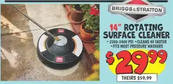 Ollie's BRIGGS & STRATTON 14 ROTATING SURFACE CLEANER offer