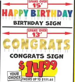 Ollie's CONGRATS SIGN BIRTHDAY SIGN offer