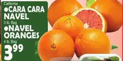Bravo Supermarkets CARA CARA NAVEL 3 lb. Bag, NAVEL ORANGES 4 lb. Bag offer