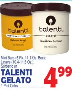 Bravo Supermarkets TALENTI GELATO 1 Pint Cntrs offer
