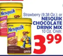 Bravo Supermarkets NESQUIK CHOCOLATE DRINK MIX 10 Oz. Cnstr offer