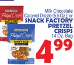 Bravo Supermarkets SNACK FACTORY PRETZEL CRISPS 14 Oz. Bag offer