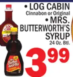 C Town LOG CABIN, MRS. BUTTERWORTH'S SYRUP offer