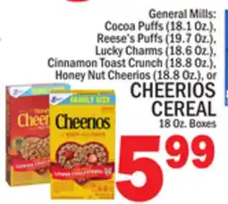 C Town General Mills CHEERIOS CEREAL 18 Oz. Boxes offer