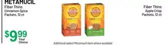 Health Mart METAMUCIL Fiber Thins Cinnamon Spice Packets, 12 ct or Fiber Thins Apple Crisp Packets, 12 ct offer