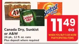 ACME Canada Dry, Sunkist or A & W offer