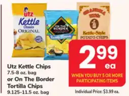 ACME Utz Kettle Chips 7.5-8 oz. bag or On The Border Tortilla Chips 9.125-11.5 oz. bag offer
