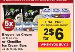 ACME Breyers Ice Cream 48 fl. oz. ctn. or Klondike Ice Cream Bars 16-27 fl. oz. pkg offer