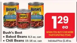 ACME Bush's Best, Baked Beans 8.3 oz. can, Chili Beans 15-16 oz. can offer