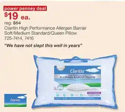 JC Penney Claritin High Performance Allergen Barrier Soft/Medium Standard/Queen Pillow offer
