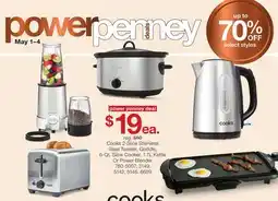 JC Penney Cooks 2-Slice Stainless Steel Toaster, Griddle, 6-Qt. Slow Cooker, 1.7L Kettle Or Power Blender offer