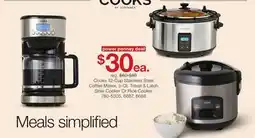 JC Penney Cooks 12-Cup Stainless Steel Coffee Maker, 5-Qt. Travel & Latch Slow Cooker Or Rice Cooker offer