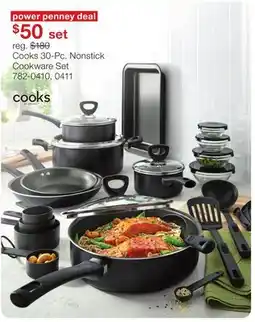 JC Penney Cooks 30-Pc. Nonstick Cookware Set offer