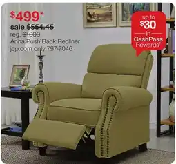JC Penney Anna Push Back Recliner offer