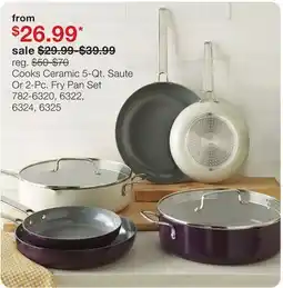 JC Penney Cooks Ceramic 5-Qt. Saute Or 2-Pc. Fry Pan Set offer