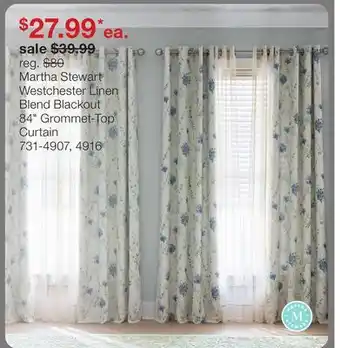 JC Penney Martha Stewart Westchester Linen Blend Blackout 84 Grommet-Top Curtain offer