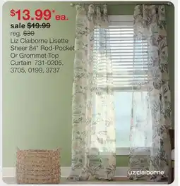 JC Penney Liz Claiborne Lisette Sheer 84 Rod-Pocket Or Grommet-Top Curtain offer