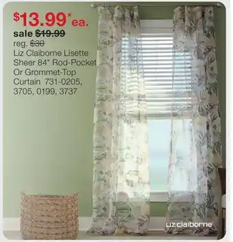 JC Penney Liz Claiborne Lisette Sheer 84 Rod-Pocket Or Grommet-Top Curtain offer