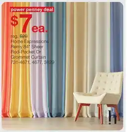 JC Penney Home Expressions Remy 84 Sheer Rod-Pocket Or Grommet Curtain offer
