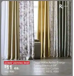 JC Penney Regal Home Ayden Energy Saving Blackout 84 Grommet-Top Curtain offer