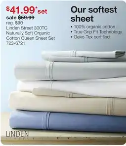 JC Penney Linden Street 300TC Naturally Soft Organic Cotton Queen Sheet Set offer