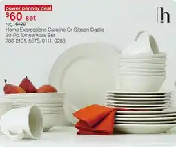 JC Penney Home Expressions Caroline Or Gibson Ogalla 30-Pc. Dinnerware Set offer