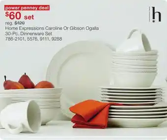 JC Penney Home Expressions Caroline Or Gibson Ogalla 30-Pc. Dinnerware Set offer