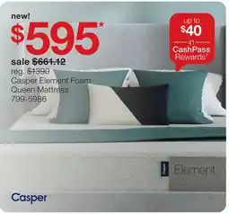 JC Penney Casper Element Foam Queen Mattress offer