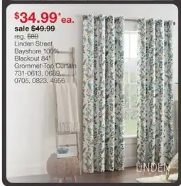 JC Penney Linden Street Bayshore 100% Blackout 84 Grommet-Top Curtain offer