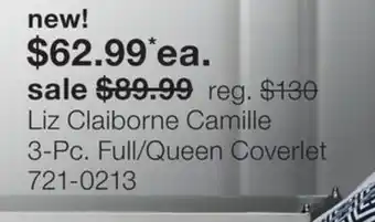 JC Penney Liz Claiborne Camille 3-Pc. Full/Queen Coverlet offer