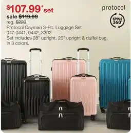 JC Penney Protocol Cayman 3-Pc. Luggage Set offer