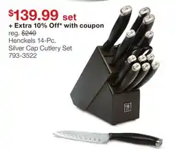 JC Penney Henckels 14-Pc. Silver Cap Cutlery Set offer