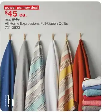JC Penney All Home Expressions Full/Queen Quilts offer