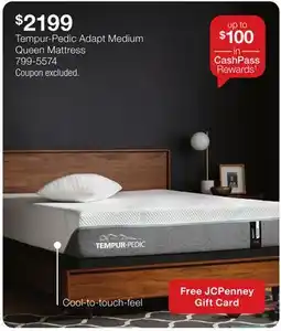 JC Penney Tempur-Pedic Adapt Medium Queen Mattress offer